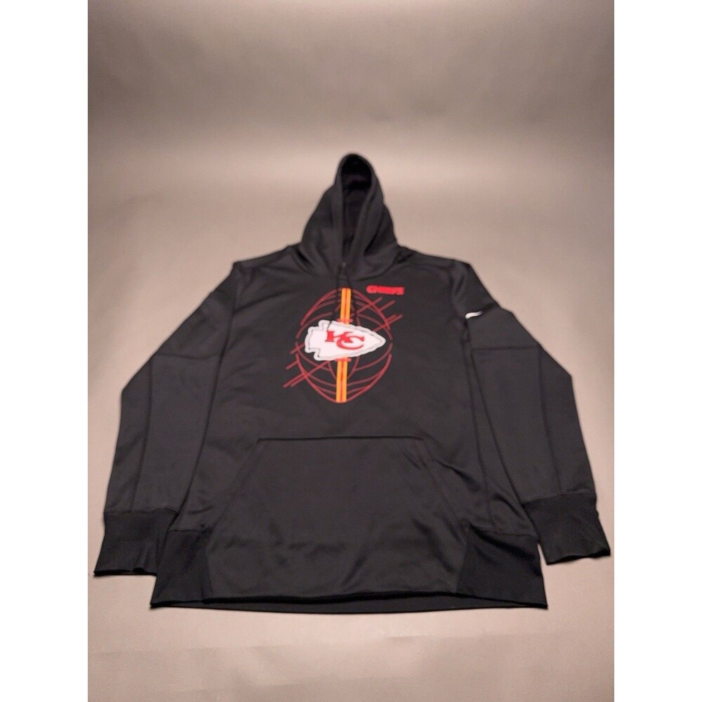 Kansas City Chiefs Sweater Mens Large Black Hoodie Sweatshirt Nike Fleece Logo